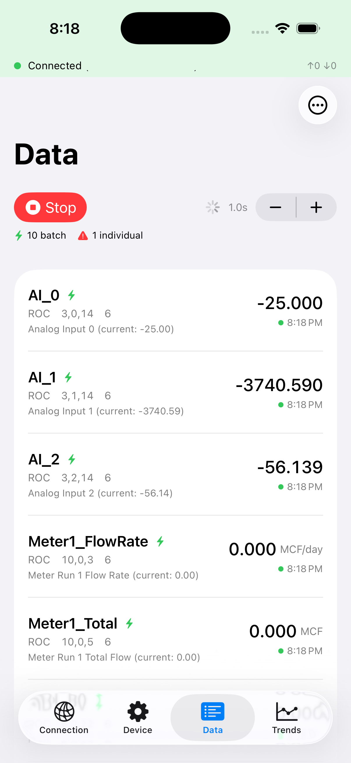Device List screenshot